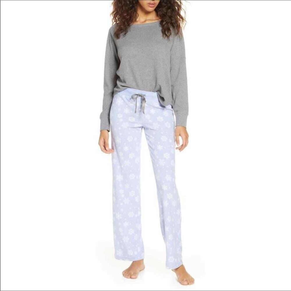 PJ Salvage Thermal Knit Sleep Bottoms Pajamas Snow v6x